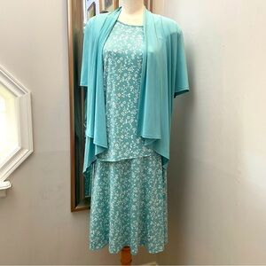 Vintage aquamarine blue skirt and top coordinated set